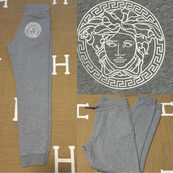 100% AUTH $950 Versace Gray Joggers with Medusa Logo - Size M